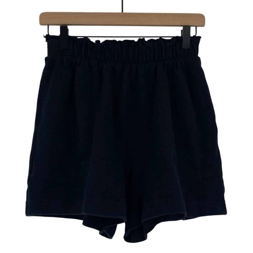 FP Beach Free People Size Small Black High Rise Sweat Shorts Cotton Linen Blend
